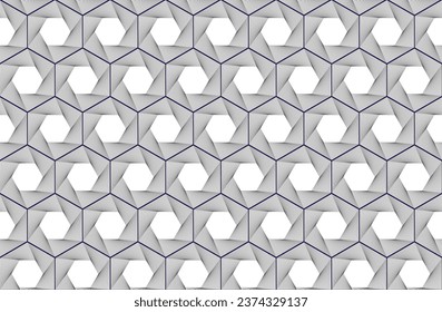 Illustration Pattern of hexagon with line on deep blue background.