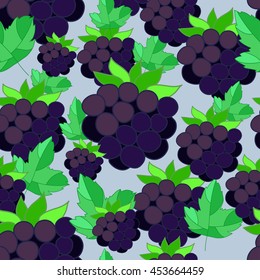 illustration. pattern with the image of a blackberry on a blue background. Vector
