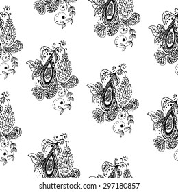 Illustration pattern Indian cucumber with patterns . Drawn by hand. Black pattern on a white background.