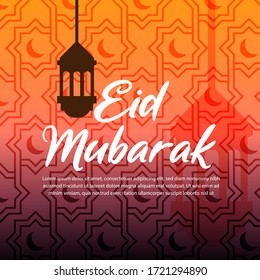 Illustration with pattern islamic eid mubarak for print and website