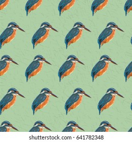 Illustration of a pattern with a kingfisher bird