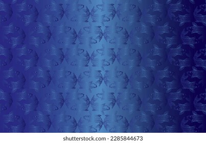 Illustration pattern of koi fish on blue gradient background