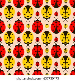 Illustration of a pattern with ladybirds