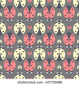 Illustration of a pattern with ladybirds