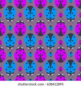 Illustration of a pattern with ladybirds