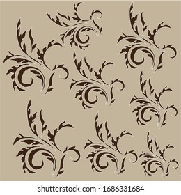 hojas de patrón ilustrado con color marrón y fondo color marrón suave. imagen de fondo artístico