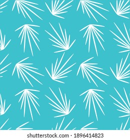 Illustration pattern leaves palms in turquoise background for fashion design or other products