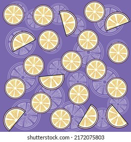 Illustration pattern lemon design with purple background fashion style