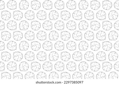 Illustration pattern line of the cat is circle sleeping on white background.