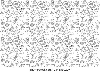 Illustration, pattern line of the fruit on empty background.