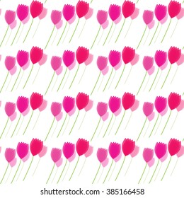 Illustration pattern of pink tulips
