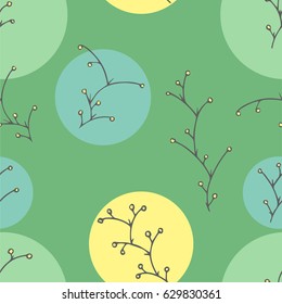 Illustration of a pattern with plants and circles