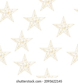 illustration of a pattern with polygonal stars on a white background. golden glowing star. Vector illustration, eps 10.