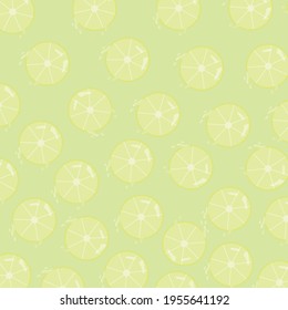 illustration pattern print lime slices on green background