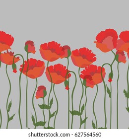 Illustration of a pattern with red poppies