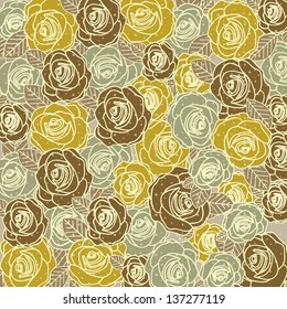 Illustration of pattern of roses in vintage or retro style, vector illustration