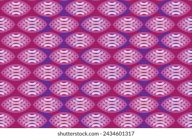 Ilustración, patrón de forma de rugby con línea rosa sobre fondo rosa profundo.