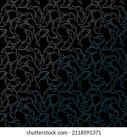 Illustration pattern shark with gradient and black background