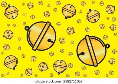 Illustration, Pattern of small bell on yellow background.