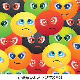 sonrisas de patrones de ilustración con diferentes emociones