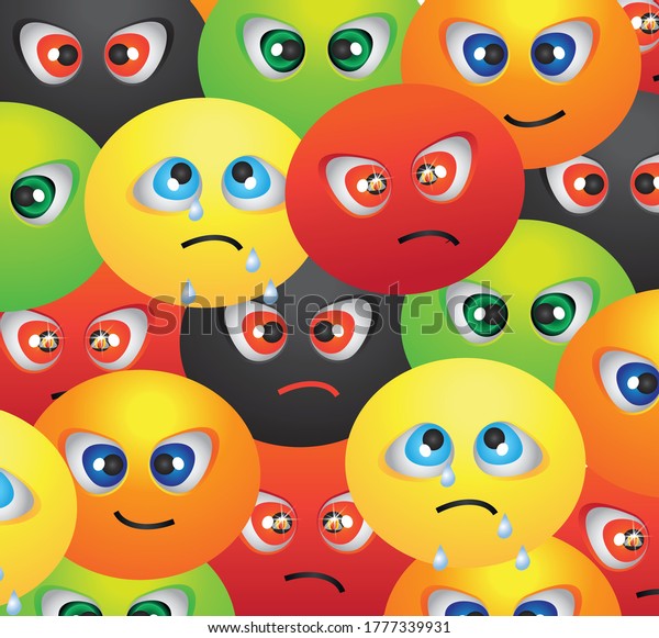 Illustration Pattern Smiles Different Emotions Stock Vector Royalty Free 1777339931 Shutterstock 3233