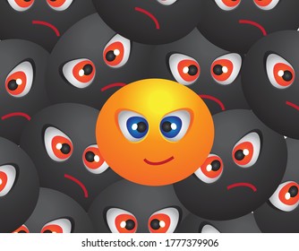 Illustrationsmuster lächeln mit Freude und bösen Emotionen