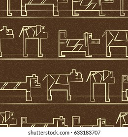 Illustration of a pattern with stylized graphic animals