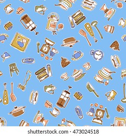 Illustration pattern of the tableware,