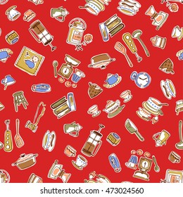 Illustration pattern of the tableware,