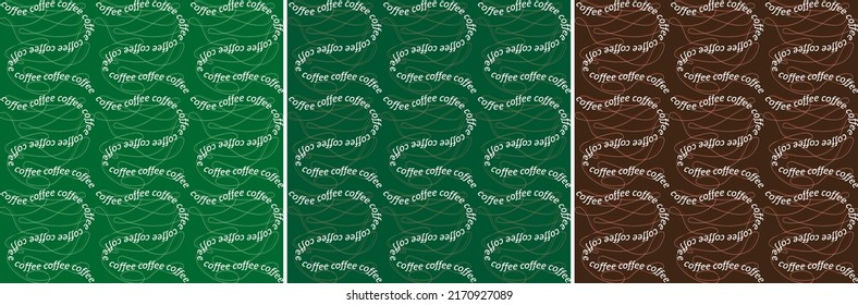Illustration of a pattern with text effects for coffee advertising in different colors