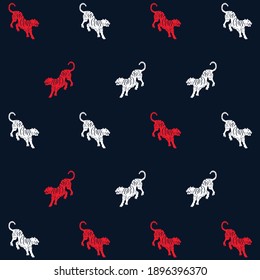 Illustration pattern tiger with colors and background for fashion design or other products