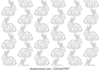 illustration pattern triangle line of rabbit on white background