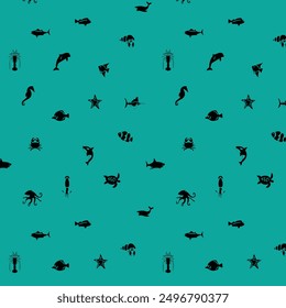 Illustration pattern vector coral, shell, scallop, starfish, deep sea background layout silhouette printable..suit Kurt digital design motif colourful wallpaper illustration, traditional design
