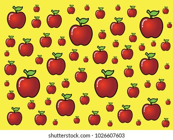 Illustration pattern vector wallpaper fruit apple with yellow background 