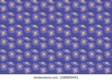 Illustration, pattern of the violet flower on deep blue background.
