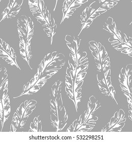 illustration of a pattern with watercolor feathers