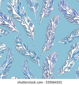 illustration of a pattern with watercolor feathers