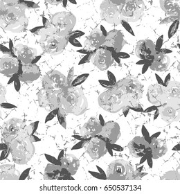 Illustration of a pattern with watercolor flowers