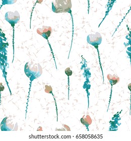 Illustration of a pattern with watercolor flowers