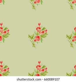 Illustration of a pattern with watercolor flowers 