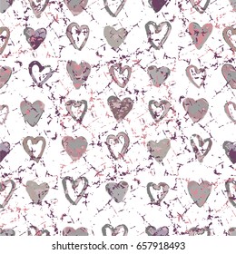 Illustration of a pattern with watercolor hearts