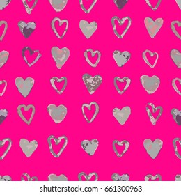 Illustration of a pattern with watercolor hearts
