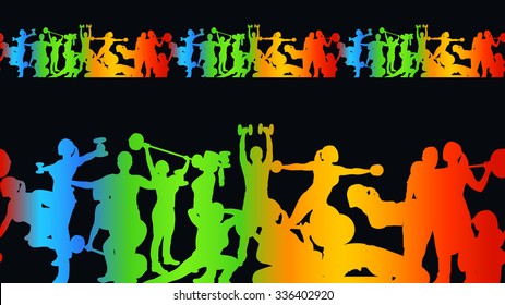 illustration of pattern woman silhouette working out