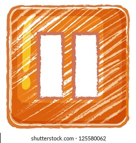 Illustration of a pause button icon drawing on a white background