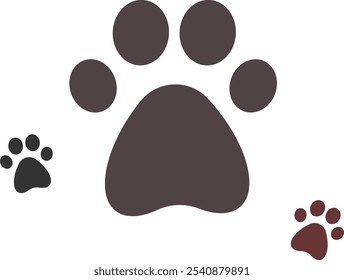 illustration of paw in different color and shapes, Pet lover, Pet Care and Pet shop background. Animal companion and friendship concept, minimal art. Doodle Hand-drawn for print and cards