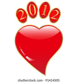 illustration Paw print love.Vector