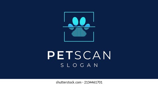 Illustration Paw Scan Pet Animal Scanning Footprint Dog Cat Technology Vector Logo Design