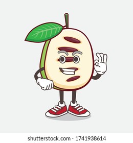 An illustration of Pawpaw Fruit cartoon mascot character with calling gesture