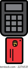 Illustration to pay by inserting a red credit card into a card reader