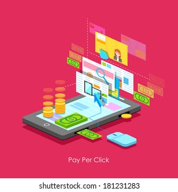 illustration of Pay per Click concept in flat style